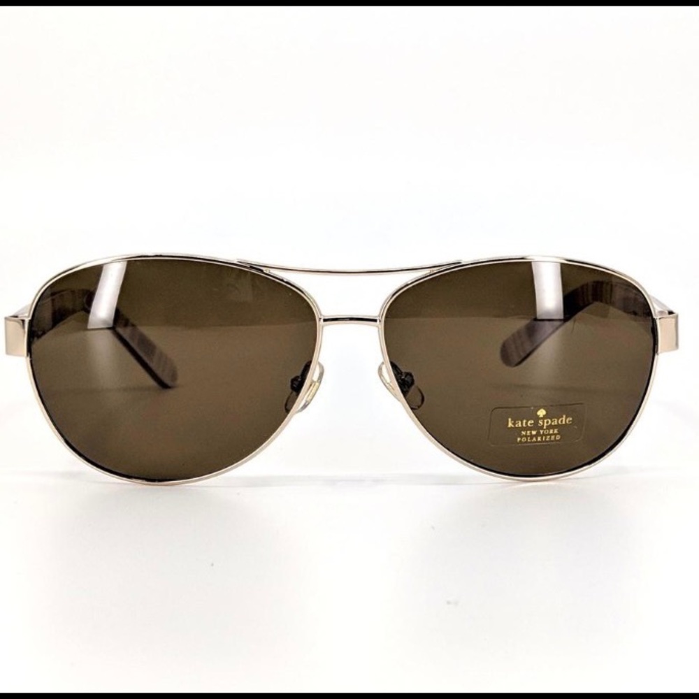 Kate Spade Tortoise/Gold Aviator Sunglasses + Case